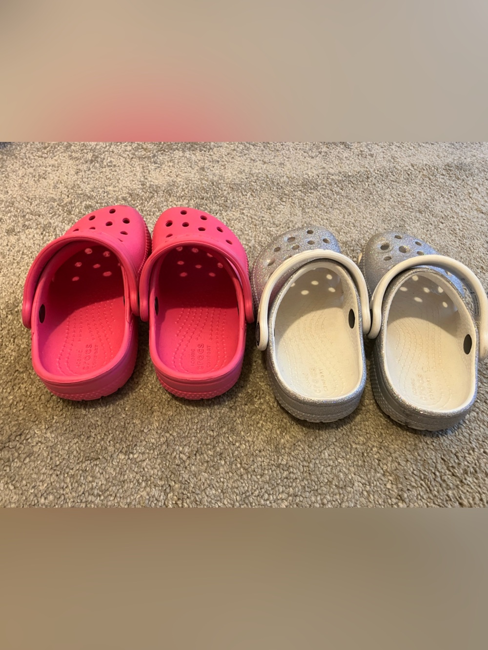 CROCS Kids Clogs Duo in Hot Pink and Sparkle Silver - Picture 2 of 4